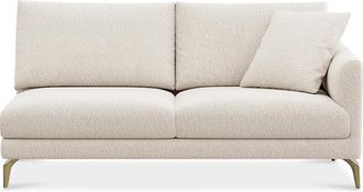 Castlery Lena Right Arm 2 Seater Sofa Customized, (Performance Boucle) Cream (Brass Legs), Spill Resistant, Removable Covers for Sofas by Castlery