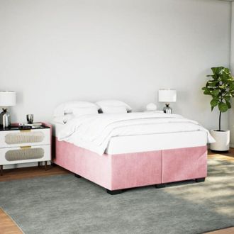 vidaXL Estructura De Cama Sin Colch&oacute;n Terciopelo Rosa 140x190 Cm Vidaxl