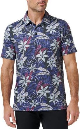 Travis Mathew Featherweight Tropical Piqu&eacute; Polo in Black/Blue at Nordstrom Rack, Size Xxx-Large