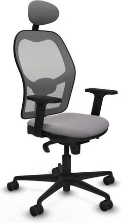 Piqueras y Crespo Piqueras Y Crespo - Jorquera Sincro Malla Gris Similpiel Gris Brazos 2d Base Nailon Cabecero Fijo Ruedas 65mm Nailon