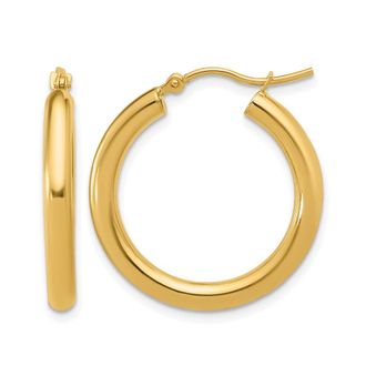 Diamond2Deal 10K Yellow Gold Round Shape Hinged Hoop Earrings