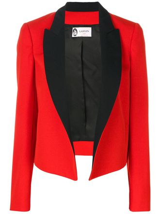 Lanvin contrast lapel jacket - women - Acetate/Cupro/Wool - 38 - Red