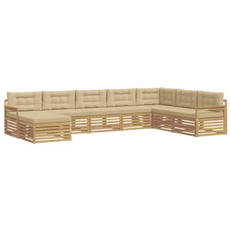 vidaXL Conjunto De Sof&aacute;s De Exterior Con Coj&iacute;n 8 Pcs Y Beige Vidaxl
