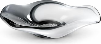 SIA D&eacute;co Plato decorativa de vidrio soplado en blanco, gris y negro D41