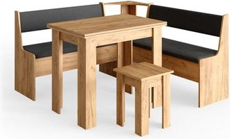 Vicco Conjunto con banco esquinero Roman, Roble dorado, 150 x 41.5 cm con mesa