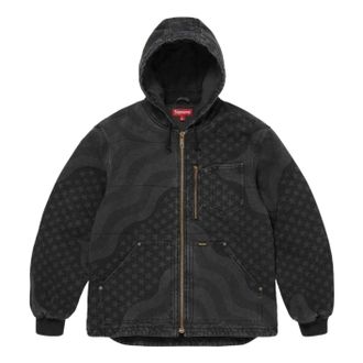 SUPREME SS26 Flag Quilted Hooded Work Jacket Black SUP-SS26-132-BLK