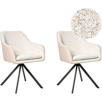 Beliani Beliani - Set di 2 sedie per sala da pranzo imbottite Boucle Beige Chiaro Lithia