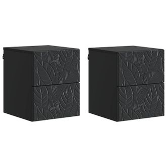 vidaXL Mesita De Noche De Pared 2 Pcs Negro 34,5 X 33 X 40 Cm Vidaxl