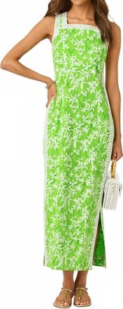 Lilly Pulitzer Tina Sleeveless Maxi Romper In Crocodile Green Liza Overprint