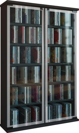 ebuy24 Ebuy24 - Vcm Cd Shelf Wood Gabinete De Cd Con Puertas De Vidrio De Seguridad Esg Para 300 Cd O 130 Dvds 72-videos Dimensiones: Al. 92 X An. 60 X P. 18