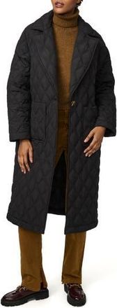 Bernardo Diamond Quilted Long Coat in Black at Nordstrom Rack, Size Medium