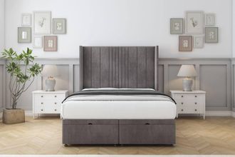 Comfort Beds Grace Naples Ottoman Bed Set With 54 Wingback Headboard in Grey | Size: Double