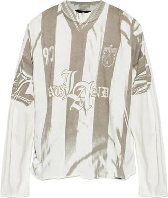 Represent Printed LS Football Top - Heren - Fitness - Wit - M - Katoen - Fitness
