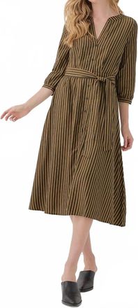Pact Sunset Cotton Easy Dress In Camel Stripe