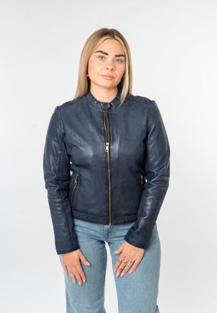 Mauritius Lederjacke MAURITIUS MWKawira, Damen, Gr. 4XL (48), blau, Obermaterial: 100% Schafsleder. Futter: 100% Polyester. &Auml;rmelfutter: 100% Polyester, unifarb