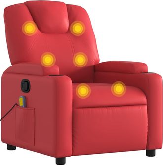 vidaXL Sill&oacute;n De Masaje Reclinable Cuero Sint&eacute;tico Rojo Vidaxl