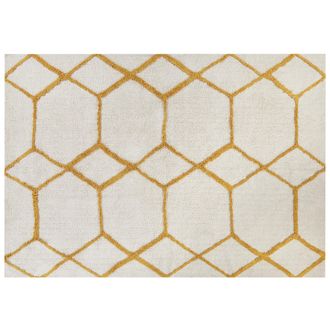 Beliani Beliani - Alfombra De Algod&oacute;n Blanco Crema Amarillo 160 X 230 Cm A Mano Geom&eacute;trico Beyler