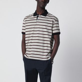 Prada Ivory/garnet striped cotton polo shirt