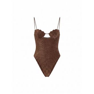 Os&eacute;ree Lumiere Shell Maillot - female - Oseree - Swimsuits - Brown - M - Swimwear