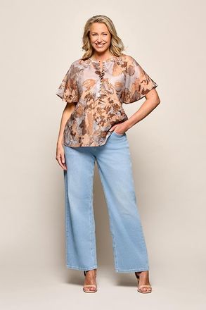 Mart Visser Felia Print Blouse Lichtblauw / Zand Maxi