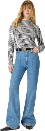 Missoni Mock Neck Sweater With Flame Pattern in Black & Grey at Nordstrom, Size 40 It