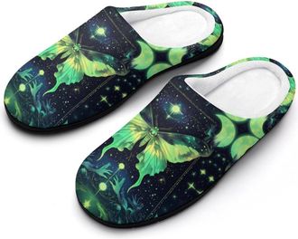 Generic Moon Moth Womens Cotton Slipper Comfortable Cozy Plush Slippers Anti-Skid Indoor House Closed Toe Shoes