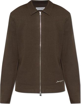 Sams&oslash;e & Sams&oslash;e Samatt Zip Polo - Heren - Vesten - Bruin - M - Polyester - Truien & Vesten
