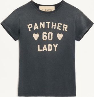 Valentino T-Shirt In Cotone Stampato Donna NERO/BETULLA XL