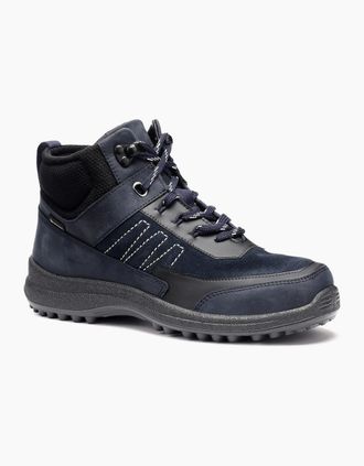 Hotter Womens Breeze GTX Womens Extra Wide Walking Boots - Navy Soft Grey Waxed - Size: 5.5