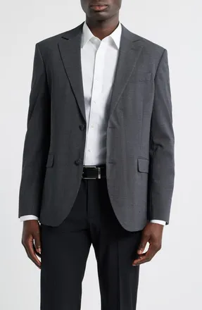 Nordstrom Henrik Trim Fit Solid Stretch Wool Suit Jacket in Grey Charcoal at Nordstrom, Size 48