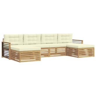 vidaXL Juegos De Sof&aacute;s 6 Pcs Blanco Y Crema Madera De Acacia S&oacute;lida Vidaxl