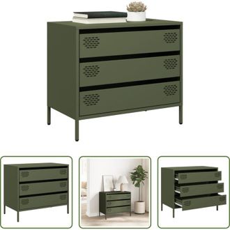 vidaXL Credenza in acciaio laminato - Credenza Verde Oliva 68x39x58,5 cm in Acciaio Laminato a Freddo