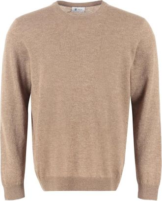 THE (ALPHABET) Kasjmier Gebreide Trui met Ribboorden - Heren - Cashmere truien - Bruin - L - Kasjmier - Truien & Vesten
