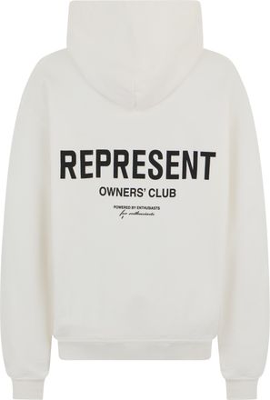 Represent Mens Hooded Sweatshirt Owners Club White Cotton Jumpers Sweater