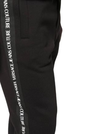 Versace Jeans Couture Tapered Black Jogger Pants With Ribbed Cuffs And Logo Detail