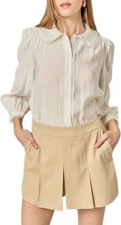 English Factory Scallop Detail Button-Up Shirt in White at Nordstrom, Size X-Small
