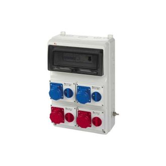 Rosi Collection Quadro ASC fisso, 12KW 400V, IP65, 2 prese interbloccate 2P+T 16A e 2 prese 3P+T 16A, con magnetotermico, differenziale generale e pulsante di