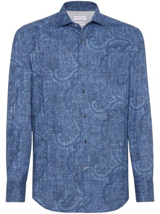 Brunello Cucinelli Overhemd met patroon - Blauw