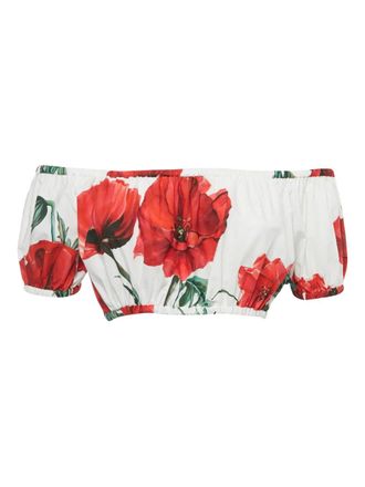 Dolce & Gabbana off-shoulder floral print top - White