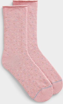 Simons Womens Rolled-hem pin dot merino wool socks
