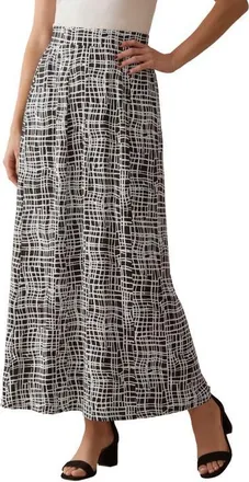 Jessica London Stretch Knit Maxi Skirt in Black White Weave at Nordstrom, Size 12