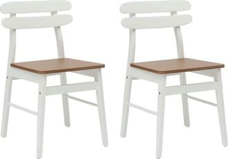 vidaXL Silla De Comedor 2 Pcs Y Natural Madera De Caucho S&oacute;lido Vidaxl