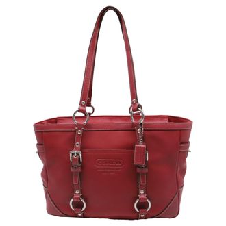 Coach Gallery Buckle Tote Bag in Burgundy Leather