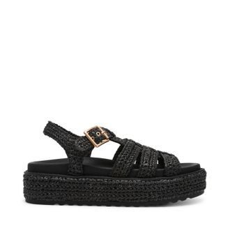 Steve Madden Beeline Sandal BLK RAFFIA