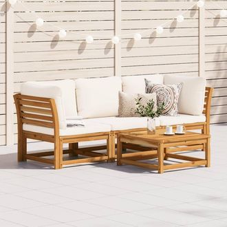 vidaXL Vidaxl - Set De Muebles Para Jard&iacute;n 3 Piezas Con Cojines Madera Acacia