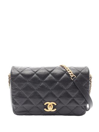 Chanel 2021-2025 CC Quilted Caviar Singe Flap shoulder bag - Zwart