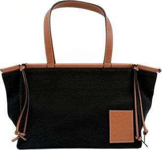 Loewe Black Canvas Leather Shoulder Bag Tote Bag (Pre-Owned)