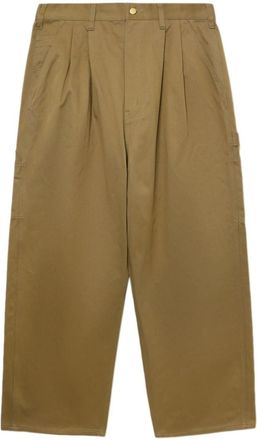 Junya Watanabe Beige Wide Leg Cotton Trousers