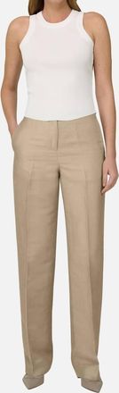 Boggi Milano Pre-Loved Leo Linen Blend Trousers In Sand