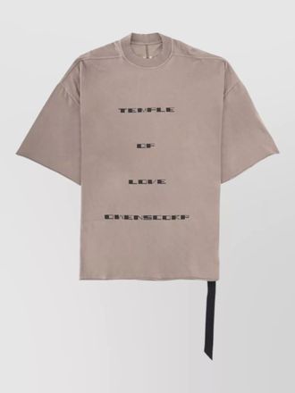 Rick Owens asymmetric hem crew neck graphic shirt